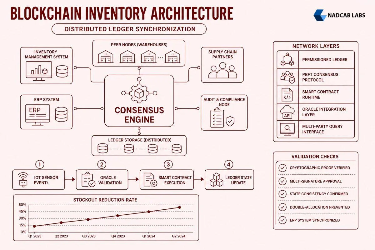 Real Time Inventory Visibility Blockchain Architecture — labelled architecture diagram