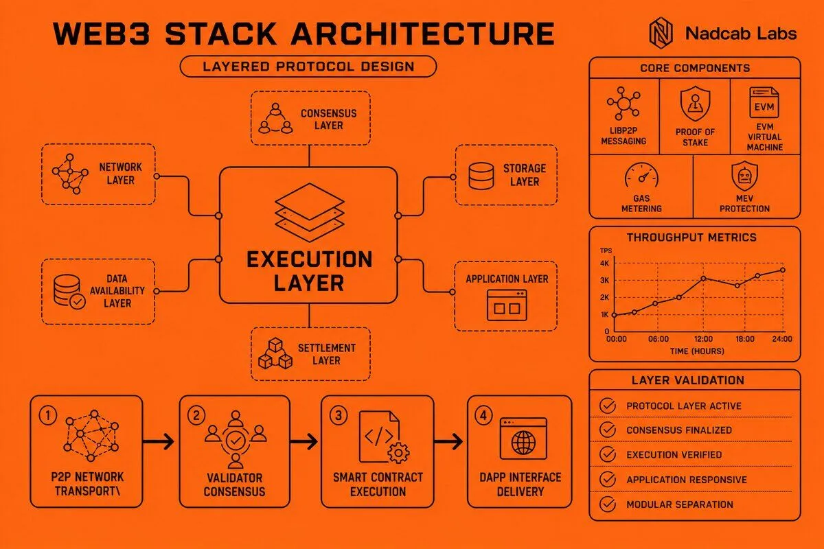 Web3 Infrastructure Layers Explained Protocol Application — technical process flow chart