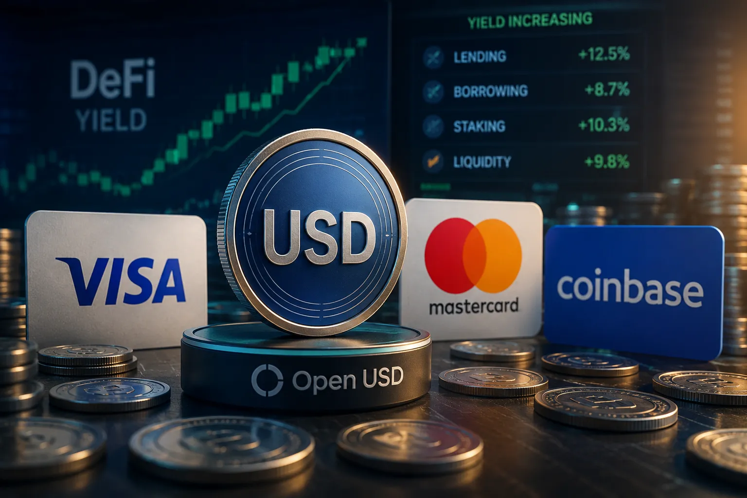 Visa, Mastercard, Coinbase Back Open USD as Stablecoin Yield War Escalates